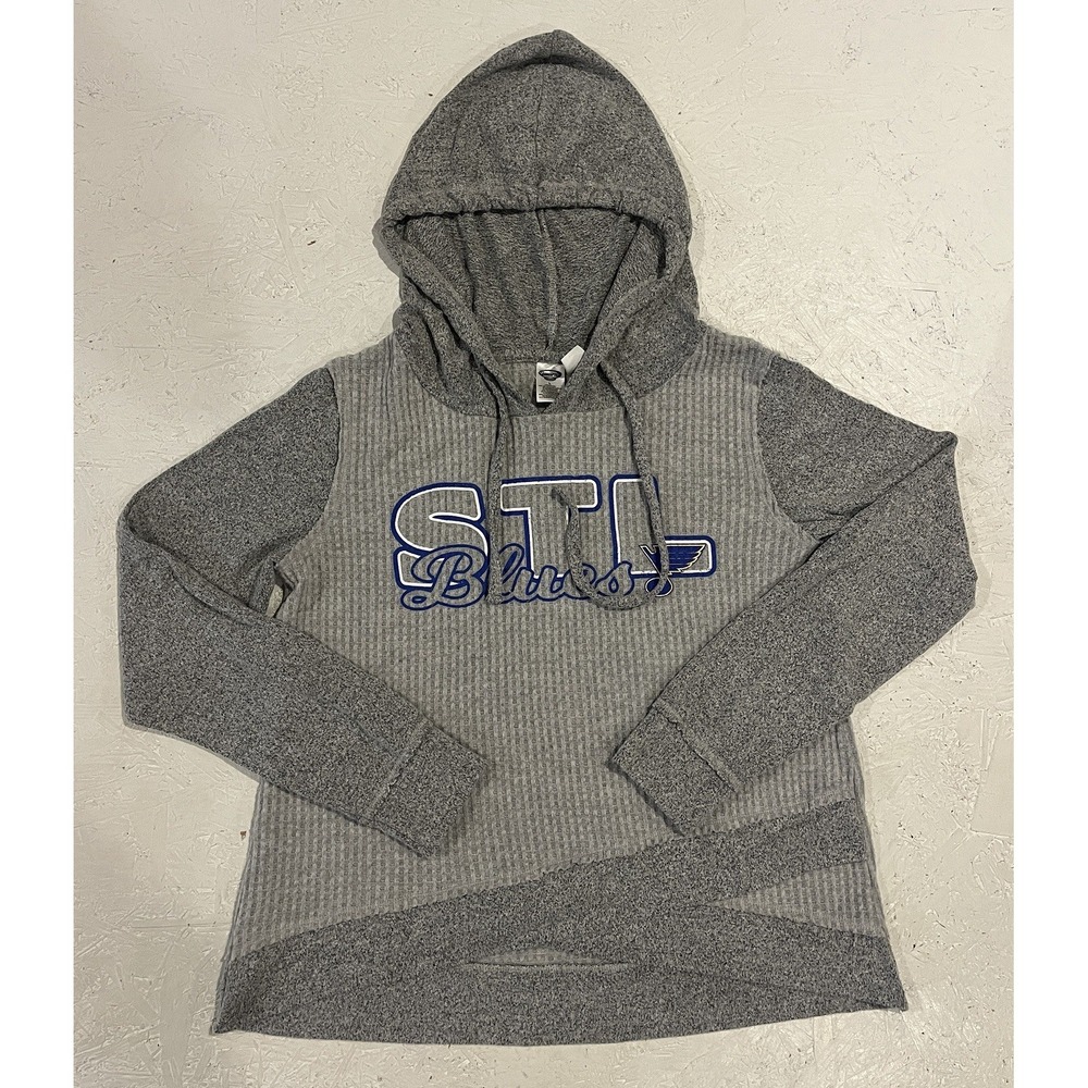 NHL ST LOUIS BLUES WOMENS GRAY‎ VENTURE HOODIE SWEATSHIRT SIZE SMALL PULLOVER